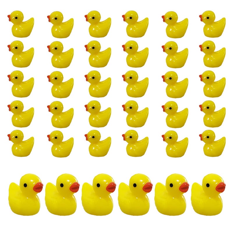 HAMIYELL Pack of 36 Tiny Ducks Little Plastic Duck Mini Resin Ducks for Garden Decorations, Dollhouse Miniatures, Crafts Ornaments(Yellow) - Image 1